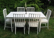 Beautiful white extending dining table and 6 chairs - SOLD