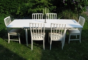 Beautiful white extending dining table and 6 chairs - SOLD