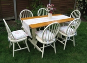 Pine Farmhouse Table and 6 chairs in cream - SOLD