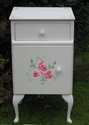 Beautiful White Bedside Cabinet with Roses - SOLD