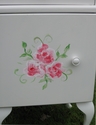 Beautiful White Bedside Cabinet with Roses - SOLD