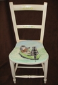 Small chair painted with unique "Owl and the Pussycat" type design - Custom commission
