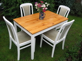 Dining table and chairs, painted in Farrow and Ball "Strong White" - SOLD