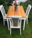 Dining table and chairs, painted in Farrow and Ball "Strong White" - SOLD