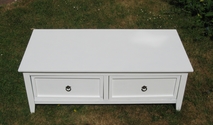 Beautiful white coffee table with two deep drawers - SOLD