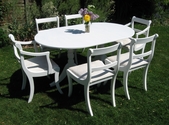 White extending dining table and chairs set - SOLD