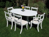 White extending dining table and chairs set - SOLD