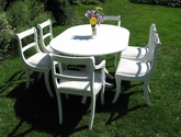 White extending dining table and chairs set - SOLD