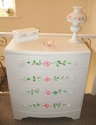 Beautiful White Chest of Drawers with Roses - SOLD