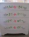 Beautiful White Chest of Drawers with Roses - SOLD