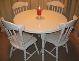 White extendable dining table and 4 chairs - SOLD