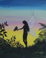 Silhouette fairy on canvas
